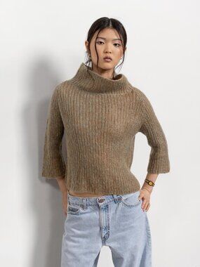 Sheer Mohair Sweater Cropped Jumper Sheer / Medium Small